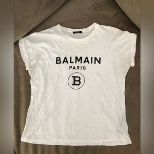 Balmain Paris Logo Graphic T-Shirt White Size L